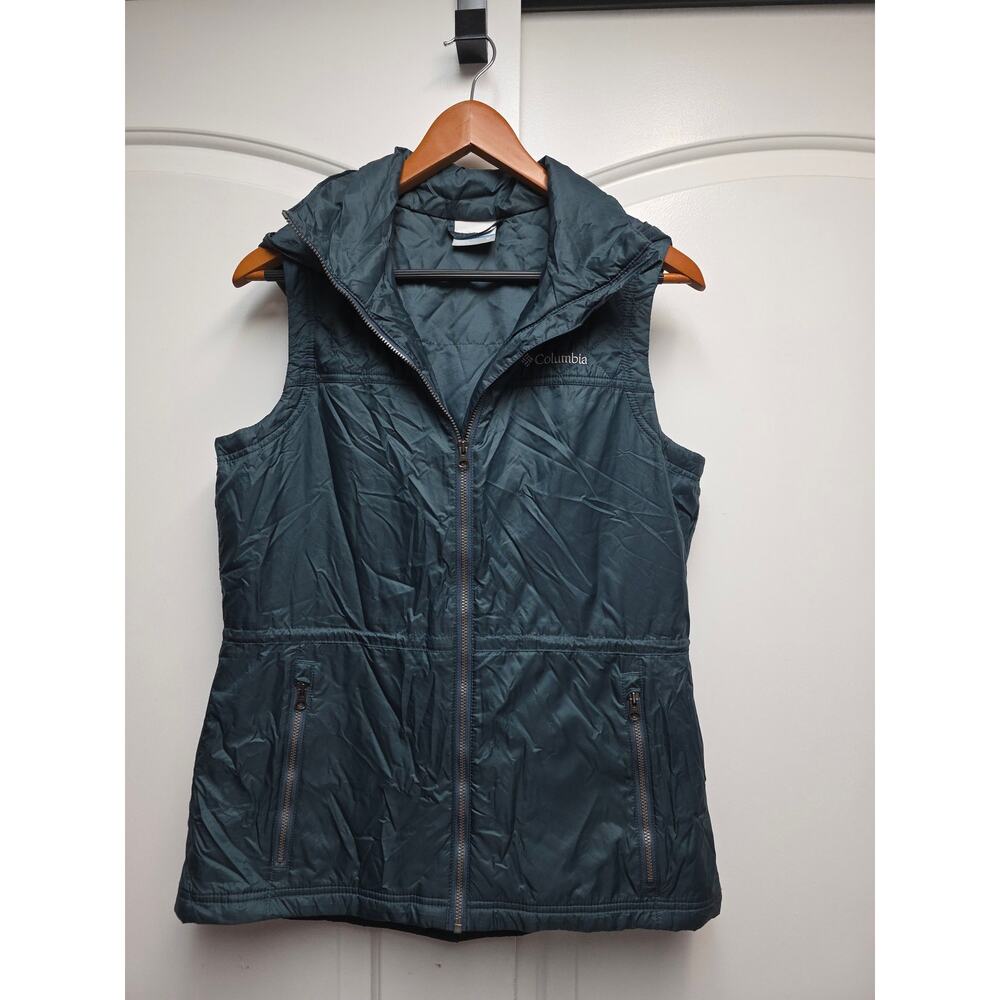 NWOT Women's Columbia Cedar Express Hooded Vest Jacket Steel Blue Medium